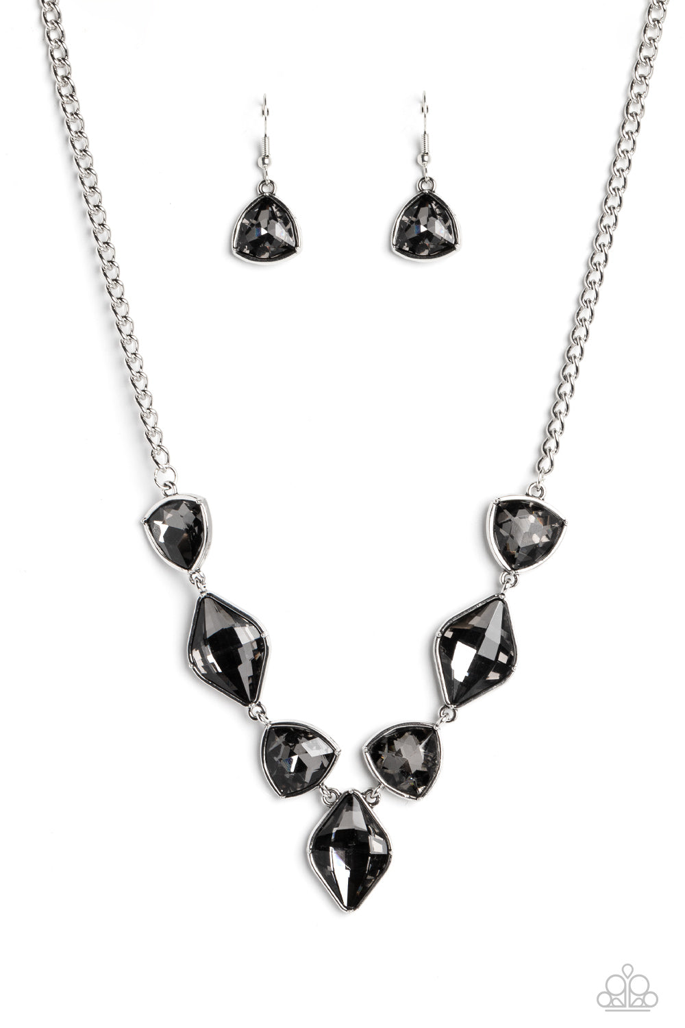 Glittering Geometrics - Silver Smoky Gem Necklace Paparazzi N1824