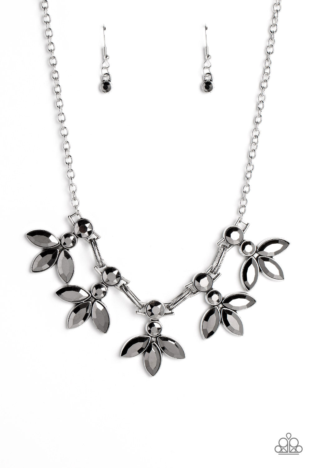 Dauntlessly Debonair - Silver Hematite Gem Necklace Paparazzi N1698