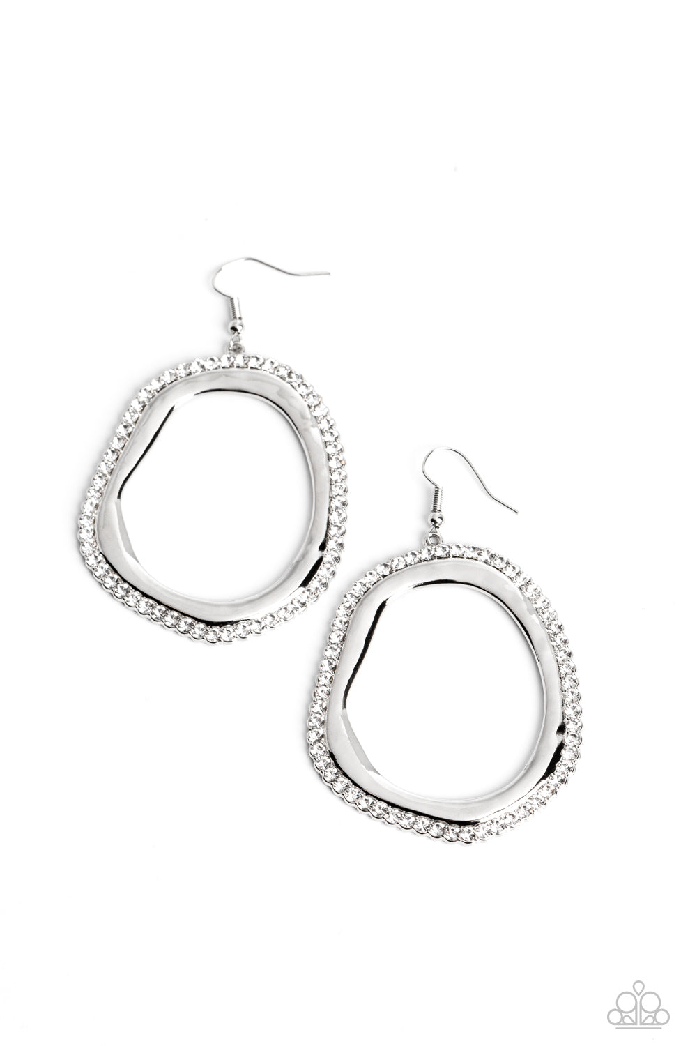 Scintillating Shareholder - White Rhinestone Silver Earring Paparazzi E1335