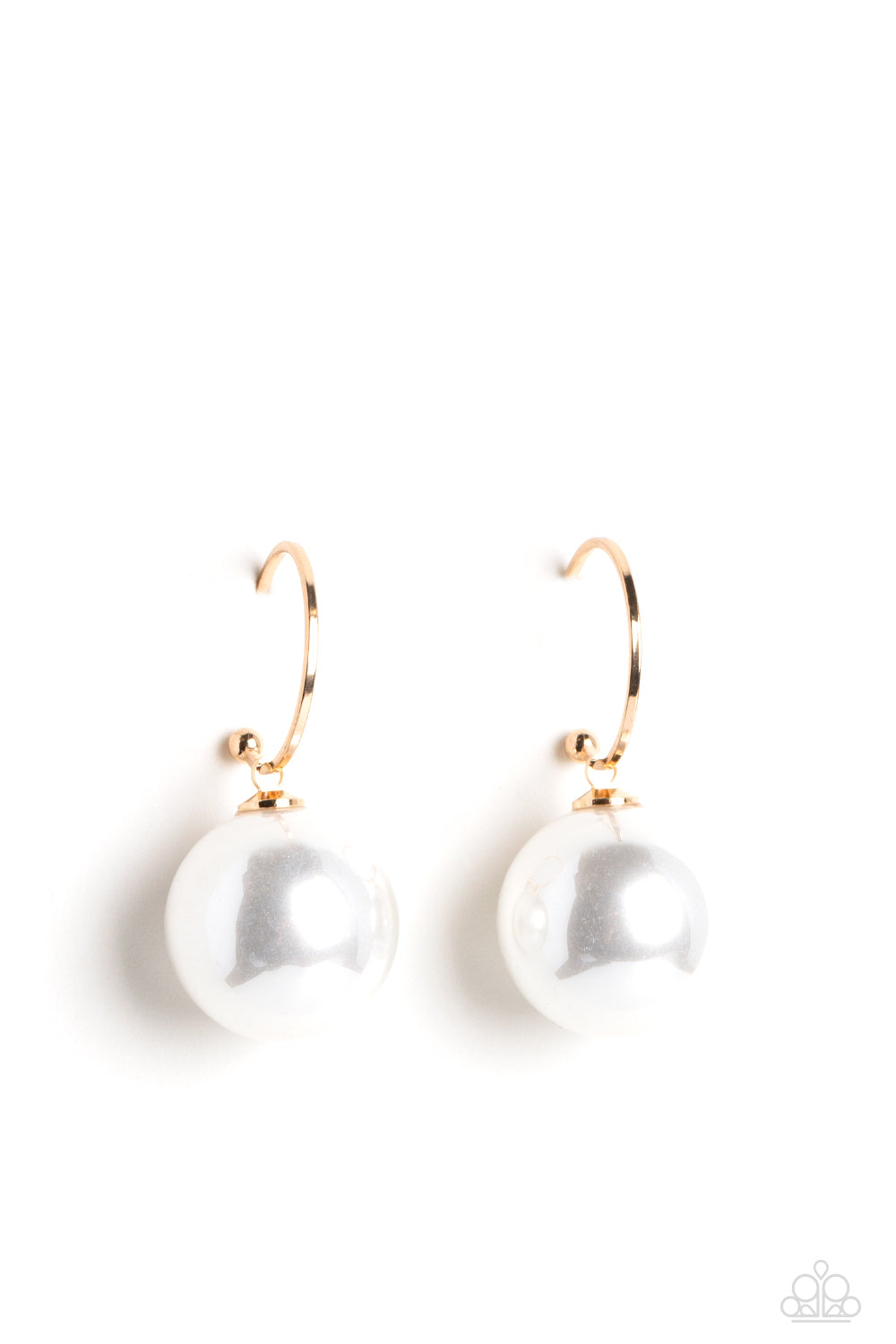 PEARL of My Eye - Gold 3/4 Inch Hoop White Oversized Pearl Hoop Earring Paparazzi E1395