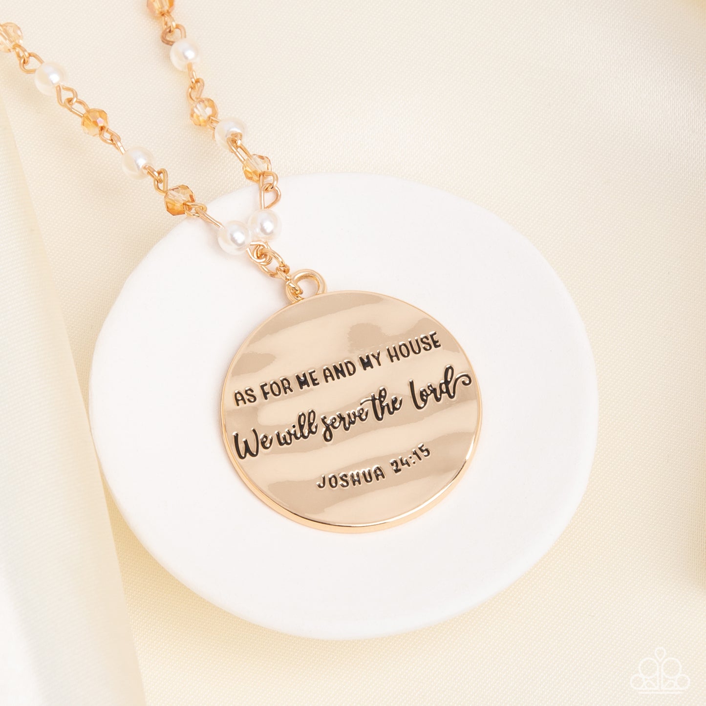 Serving the Lord - Gold Inspirational Necklace "As for me and my house we will serve the Lord" Paparazzi N1302