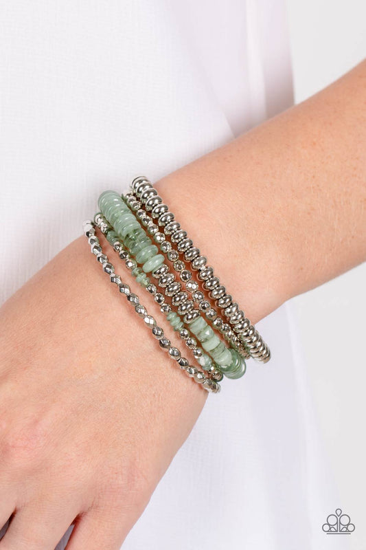 Pristine Pixie Dust - Green Loden Frost Stretch Bracelets Paparazzi B0959