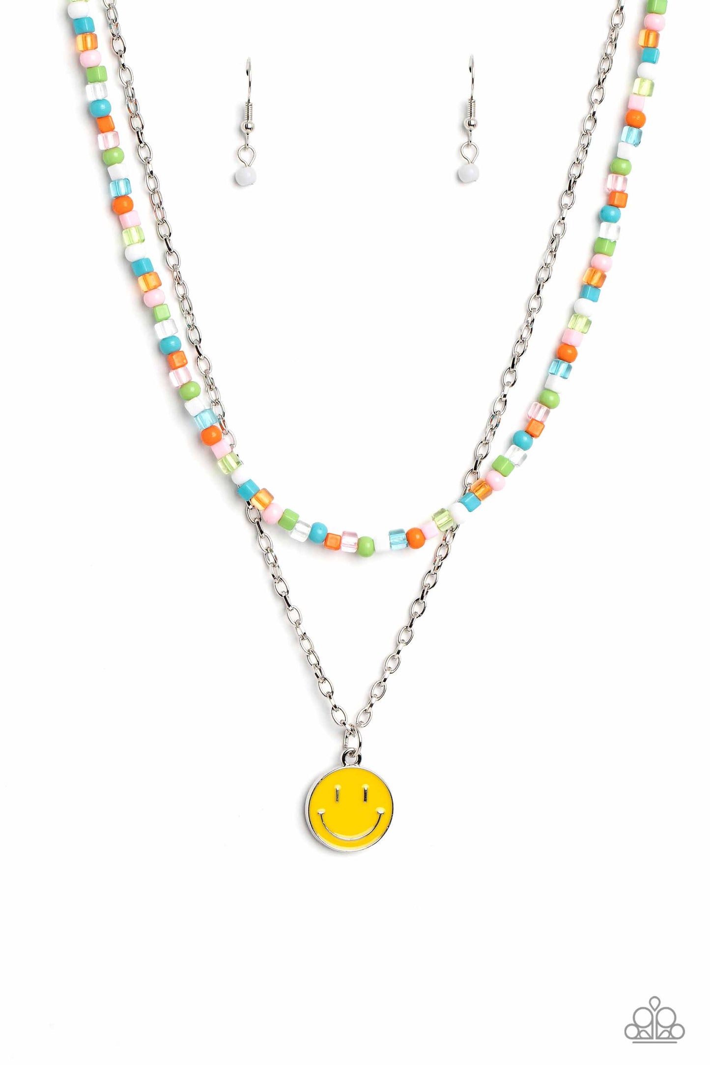 High School Reunion - Multi Colored Seed Bead Smiley Face Necklace Paparazzi N1080