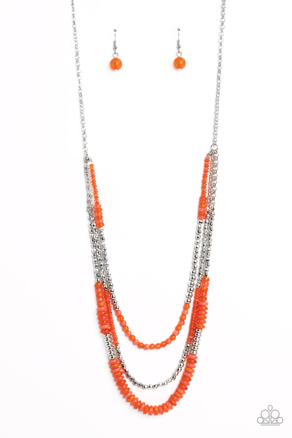 Newly Neverland - Orange Tiger & Coral Bead Multilayer Necklace Paparazzi N1486