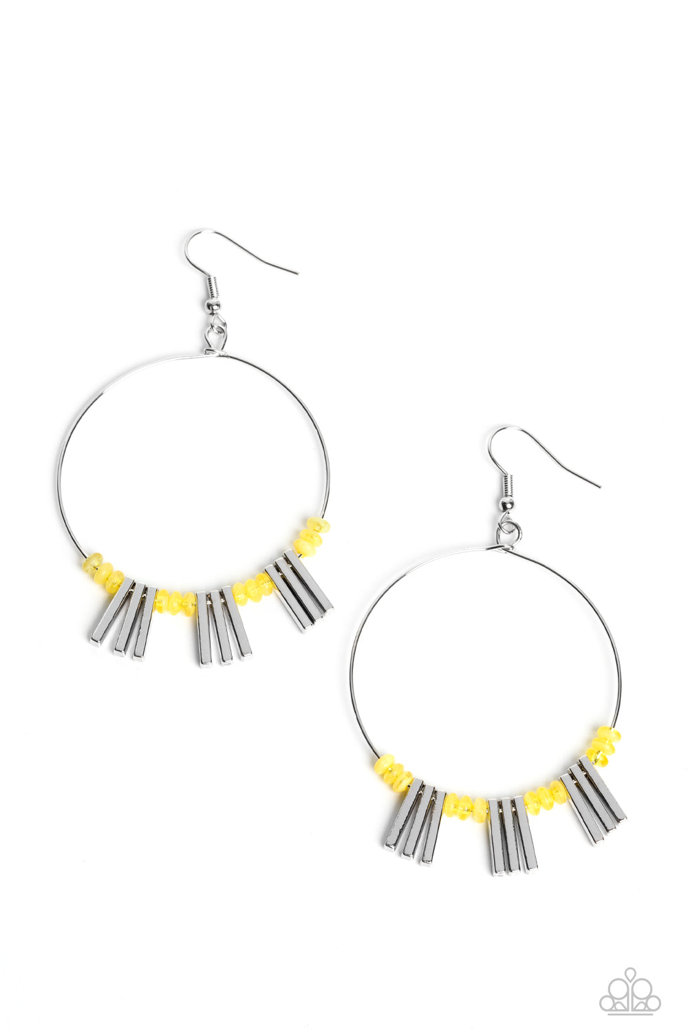 Luxe Lagoon - Yellow Primrose Bead & Silver Earring Paparazzi E1271