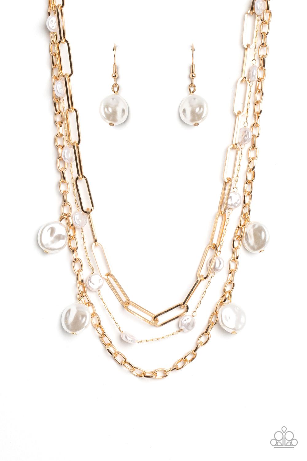 Blissful Ballad - Gold & White Pearl Necklace Paparazzi N1474