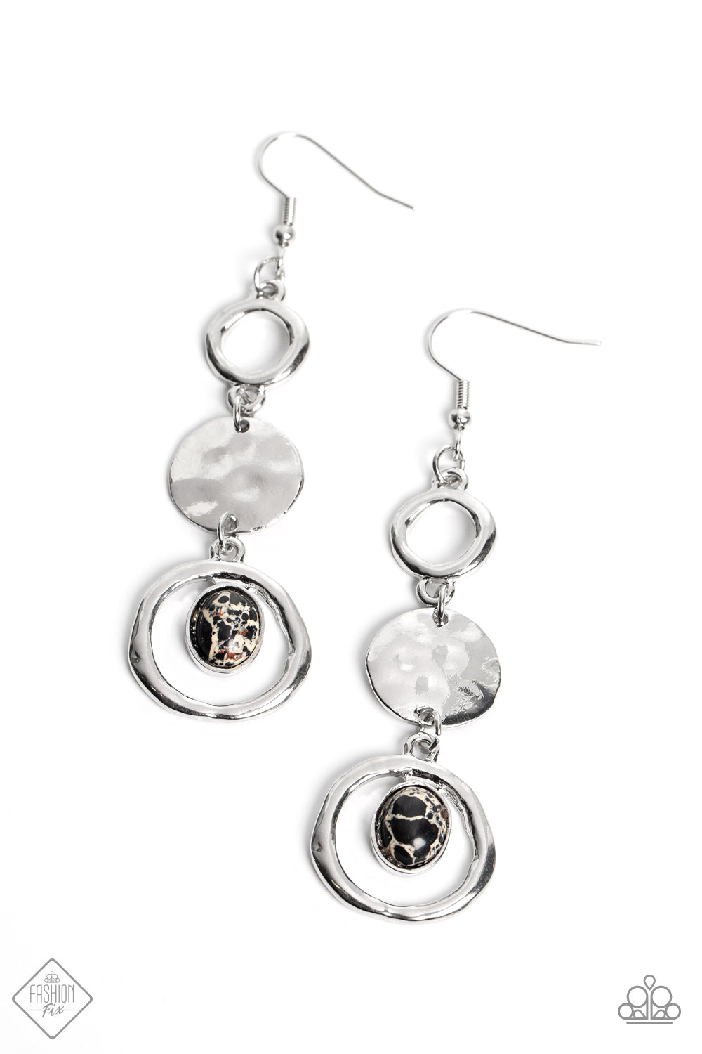 Marble Montage - Black Stone Santa Fe Style Earring Fashion Fix December 2022 Paparazzi E1185