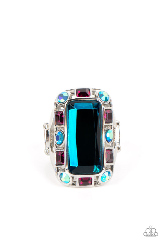Radiant Rhinestones Blue Ring Life Of The Party December 2022 Paparazzi R0392