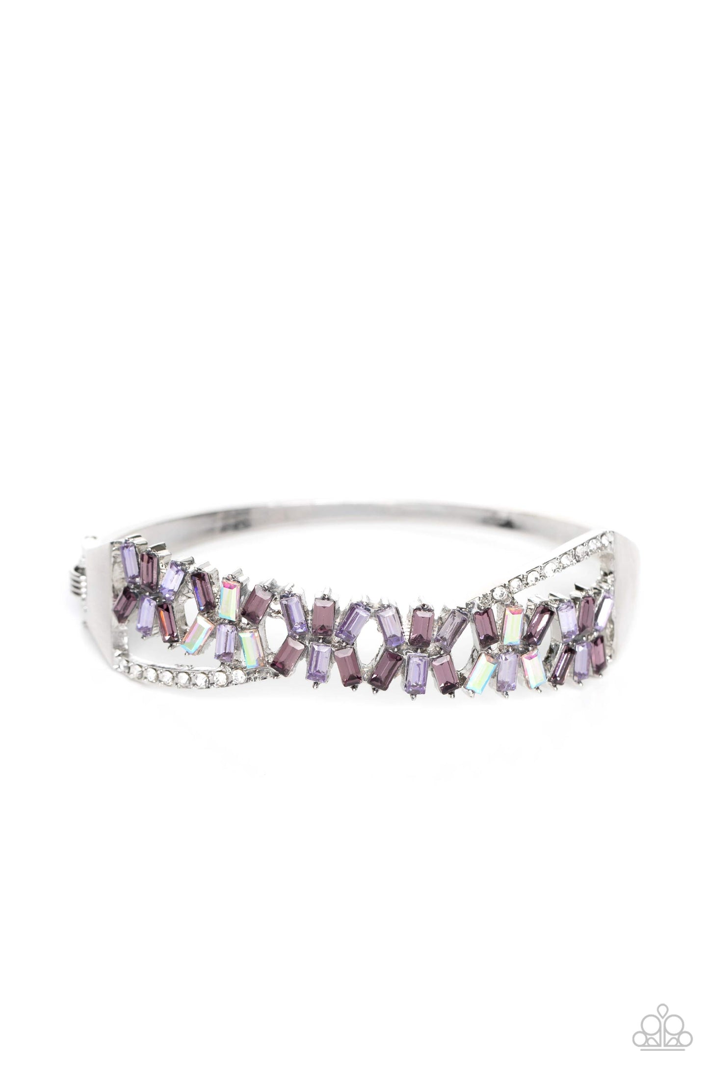 Timeless Trifecta - Purple Amethyst, Iridescence Gem & White Rhinestone Hinge Bracelet Paparazzi B1426