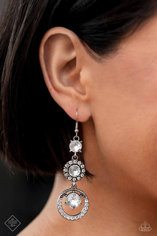 Enchanting Effulgence - White Rhinestone Floral Earring Fashion Fix January 2023 Paparazzi E1207