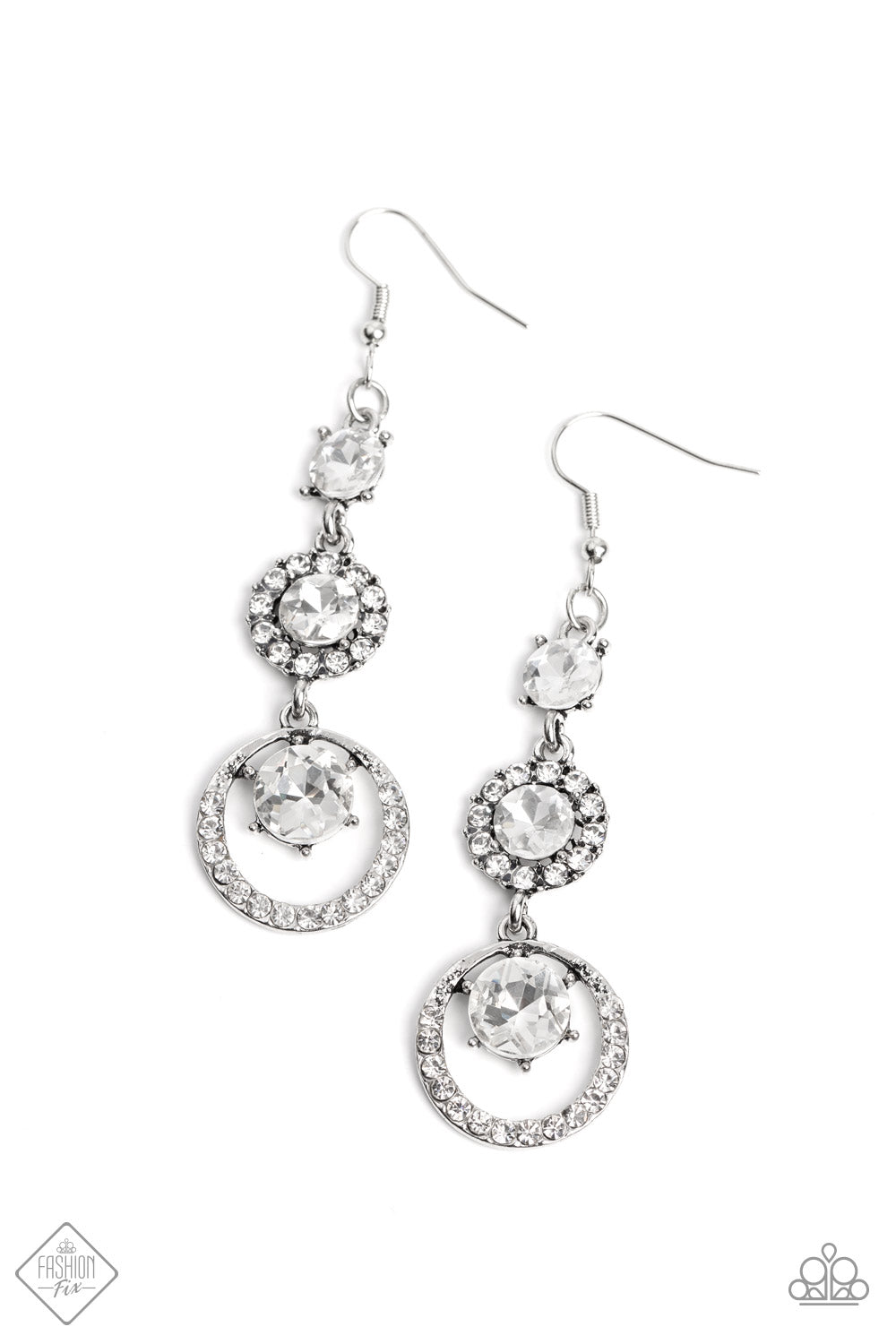 Enchanting Effulgence - White Rhinestone Floral Earring Fashion Fix January 2023 Paparazzi E1207