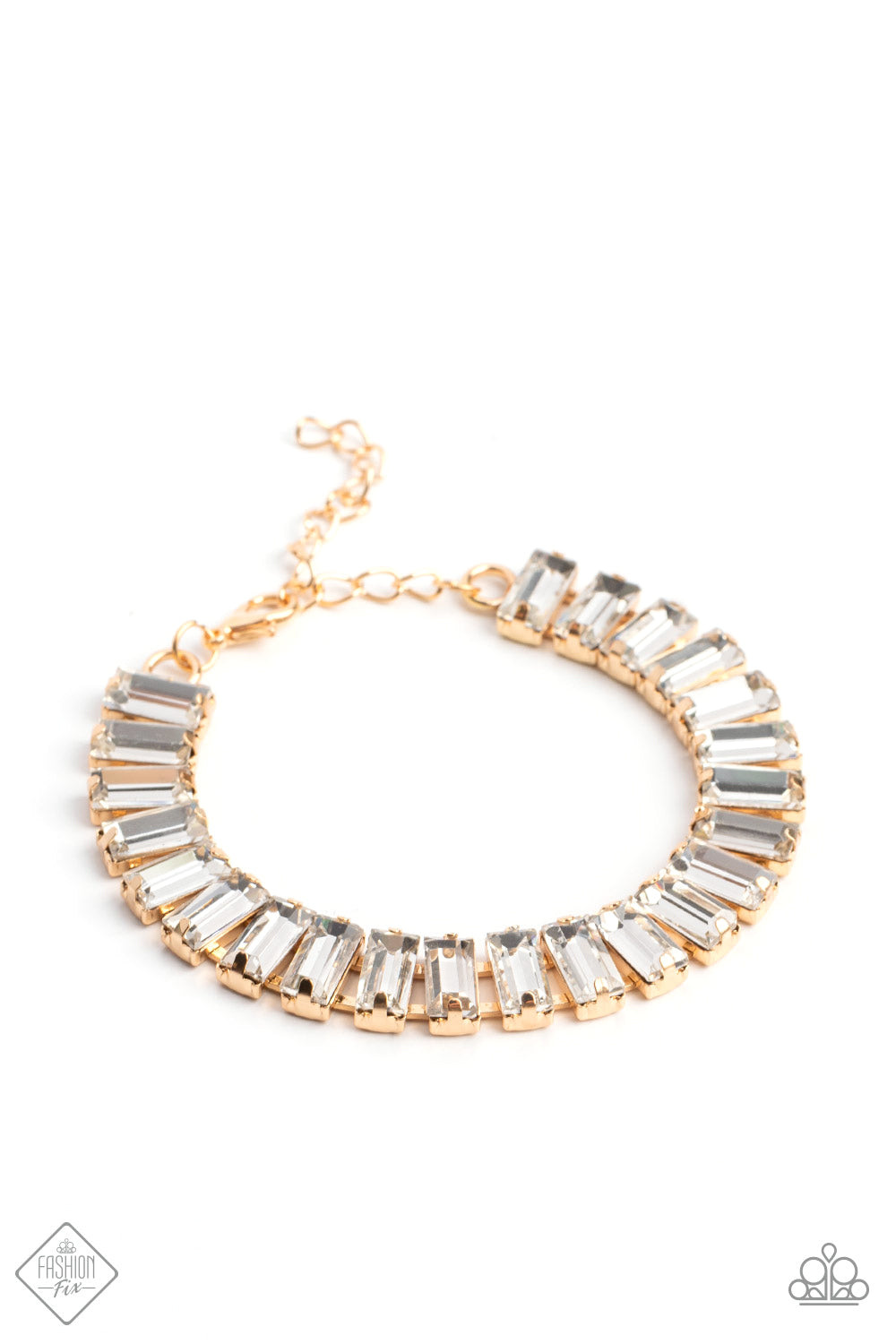 Darling Debutante - Gold & White Gem Bracelet Fashion Fix February 2023 Paparazzi B0926