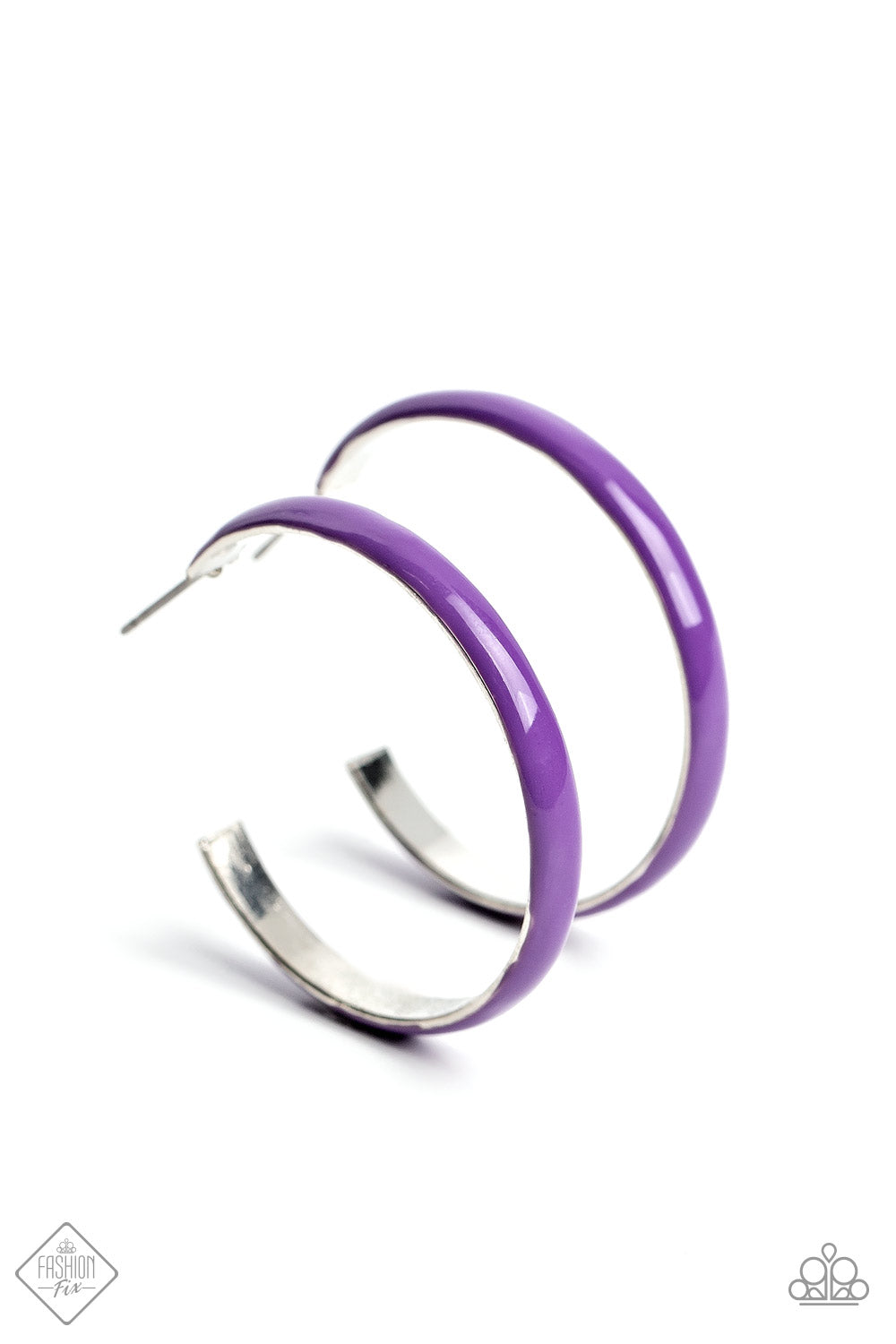 Groovy Glissando - Purple 1 1/4 Inch Hoop Earring Fashion Fix December 2022 Paparazzi E1184