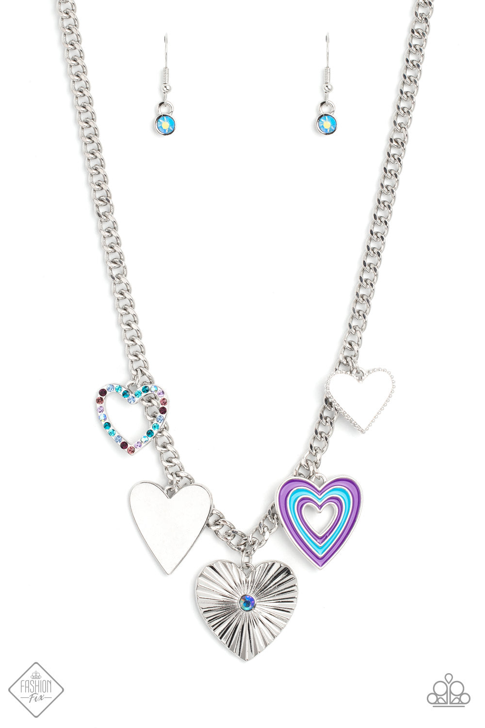 Retro Rhapsody - Multi Purple Blue Heart Necklace Fashion Fix December 2022 Paparazzi N1321