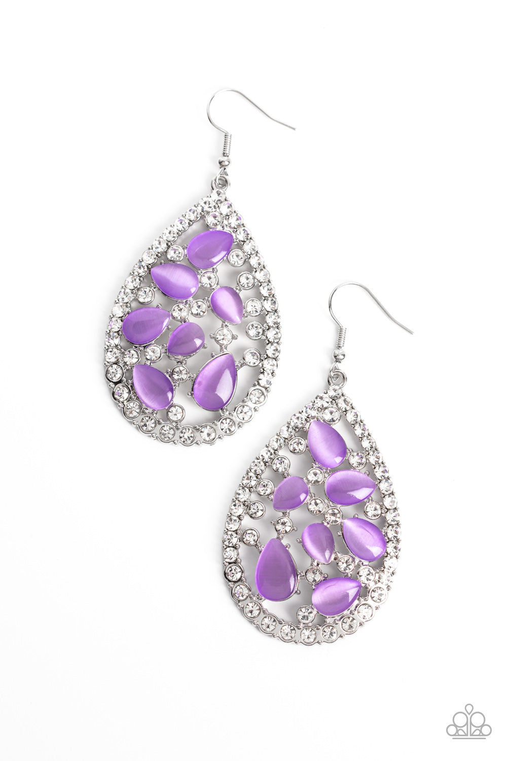 Cats Eye Class - Purple Cat's Eye Stone Earring Paparazzi E1324