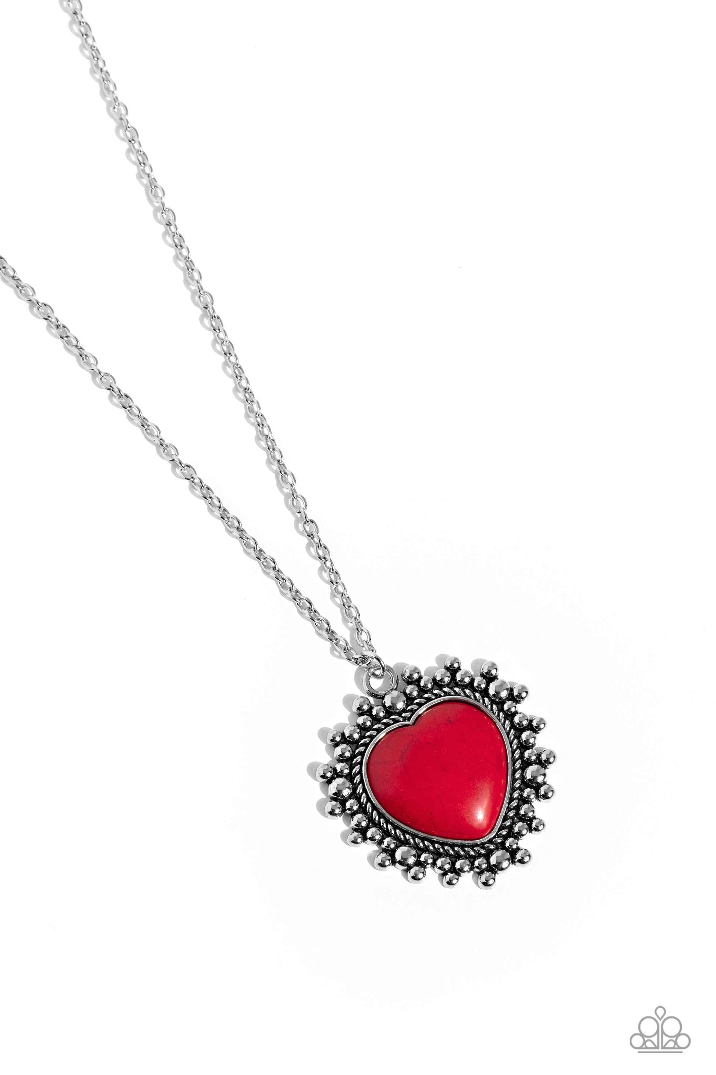 Southwestern Sentiment - Red Santa Fe Style Stone Heart Necklace Paparazzi N1702