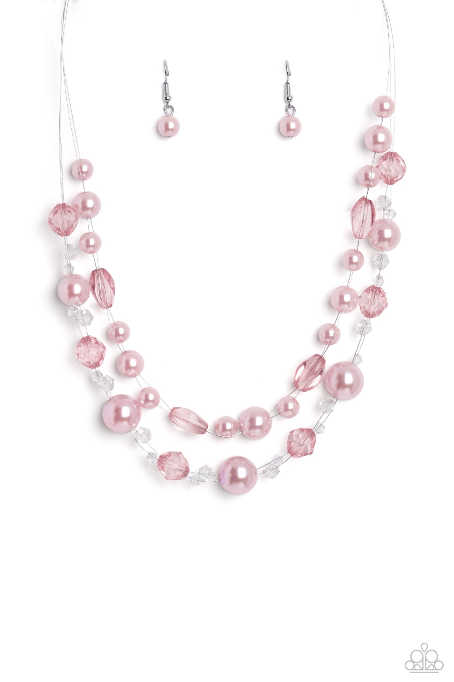 Parisian Pearls - Pink- Baby Pink Pearlescent Bead Layered Necklace Paparazzi N1553