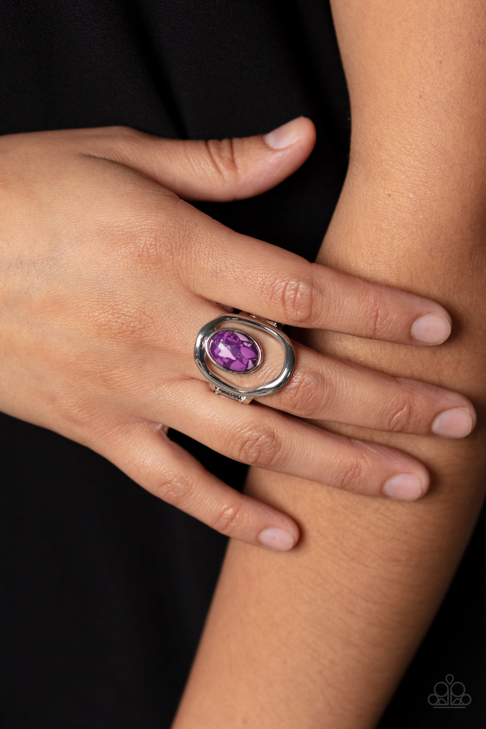 Marble Masterpiece - Purple Marbled Silver Ring Paparazzi R0435