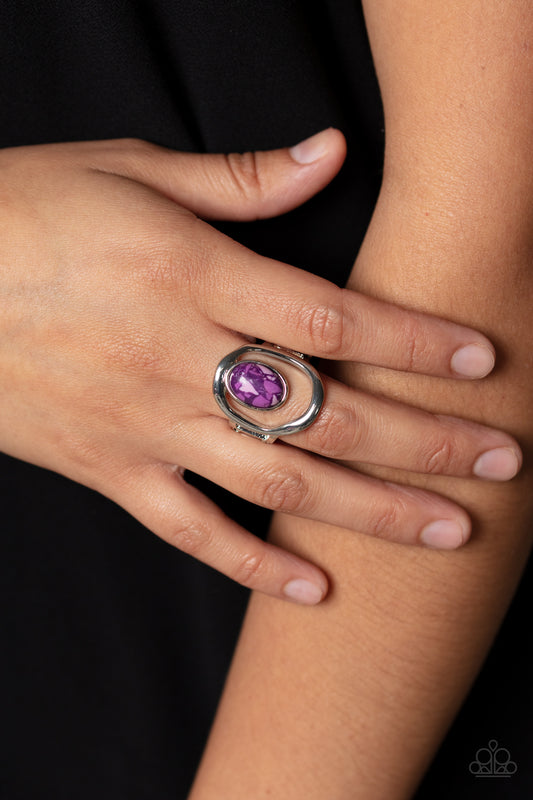 Marble Masterpiece - Purple Marbled Silver Ring Paparazzi R0435