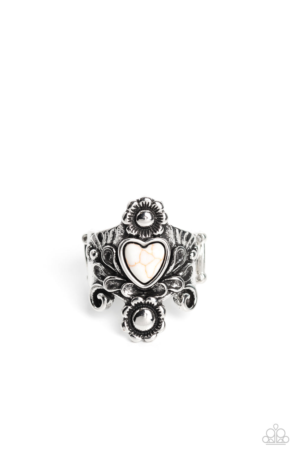 Trailblazing Tribute - White Heart Santa Fe Style Ring Paparazzi R0459