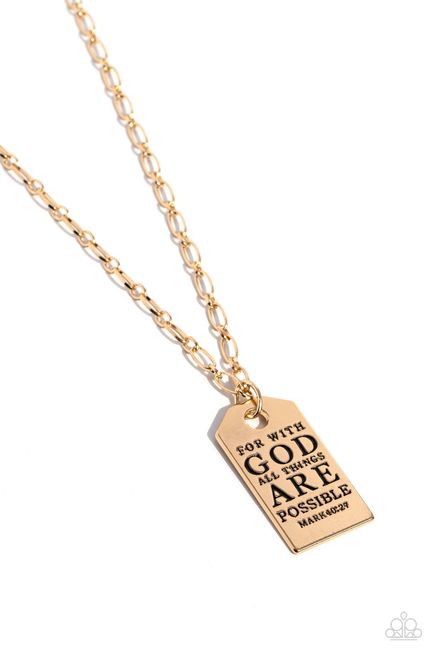 Possible Pendant - Gold Inspirational Necklace " For with GOD all things ARE possible Paparazzi N1912