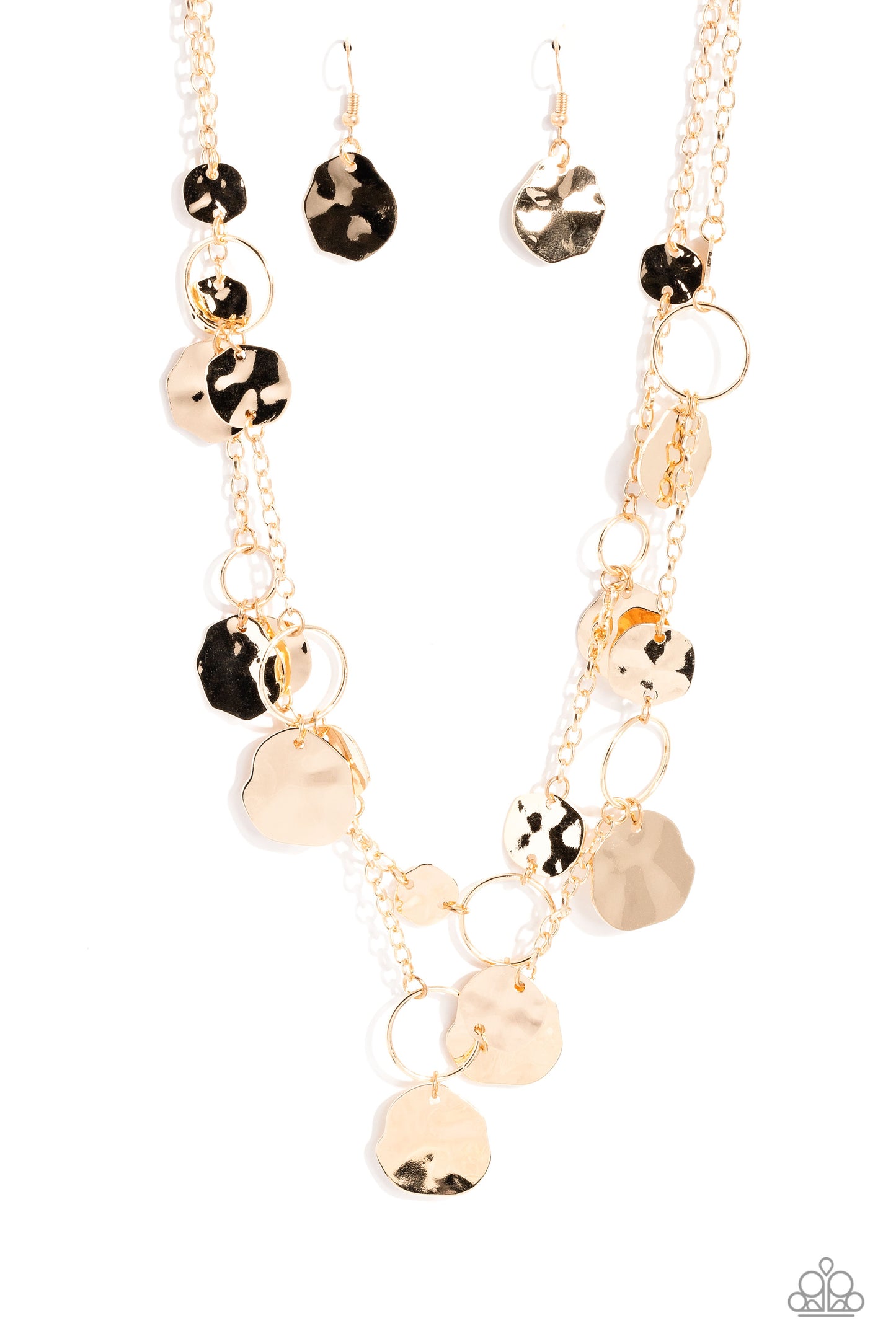 Hammered Horizons - Gold Hammered Disc Necklace Paparazzi N1747