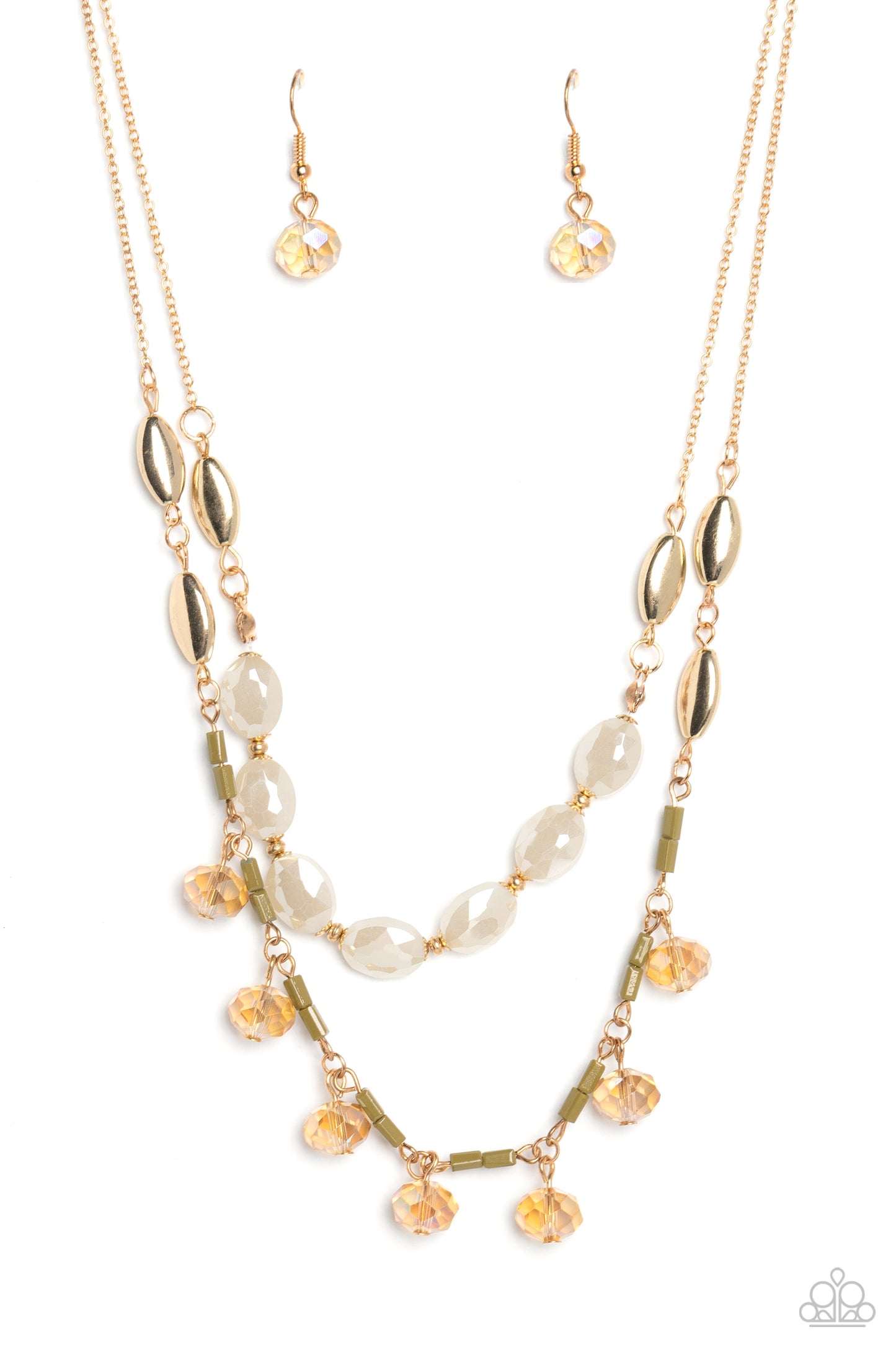 Sheen Season - Gold Accent, White Opaque & Glassy Bead Necklace Paparazzi N1434