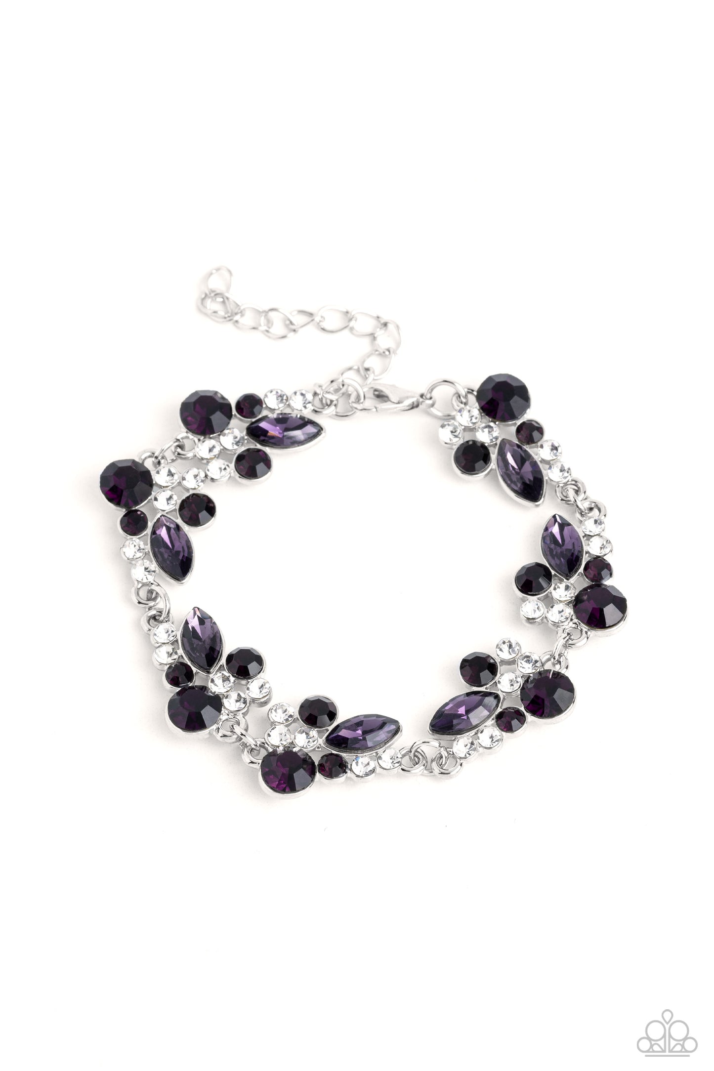 Poolside Perfection - Purple & White Rhinestone Gem Bracelet Paparazzi B1300