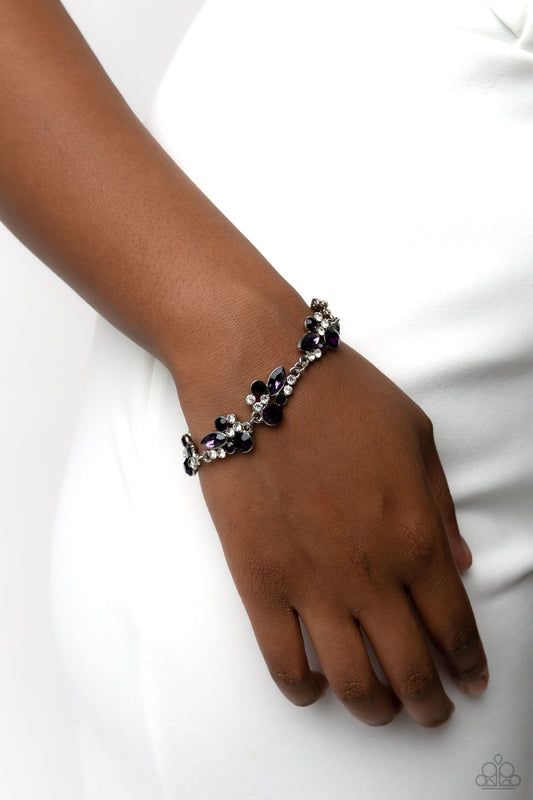 Poolside Perfection - Purple & White Rhinestone Gem Bracelet Paparazzi B1300