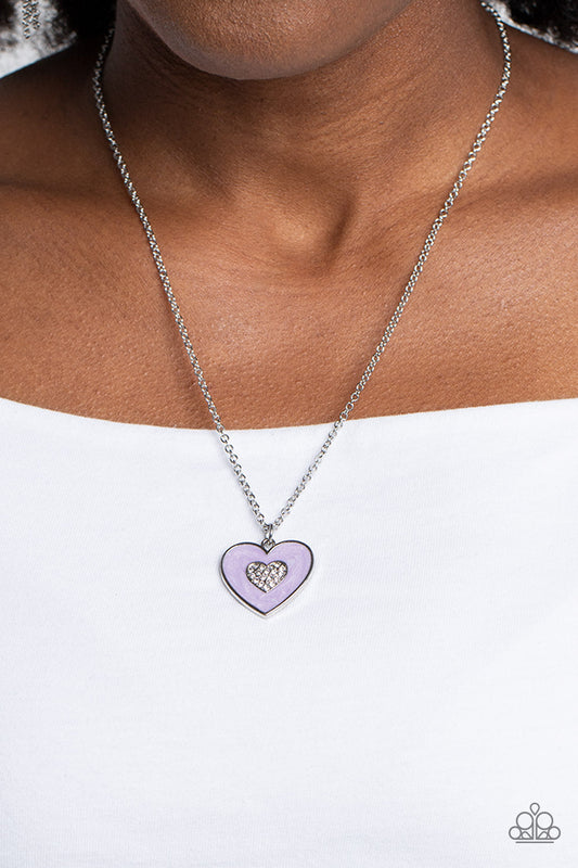 So This Is Love - Purple Lavender Silver Heart Necklace Paparazzi N1470