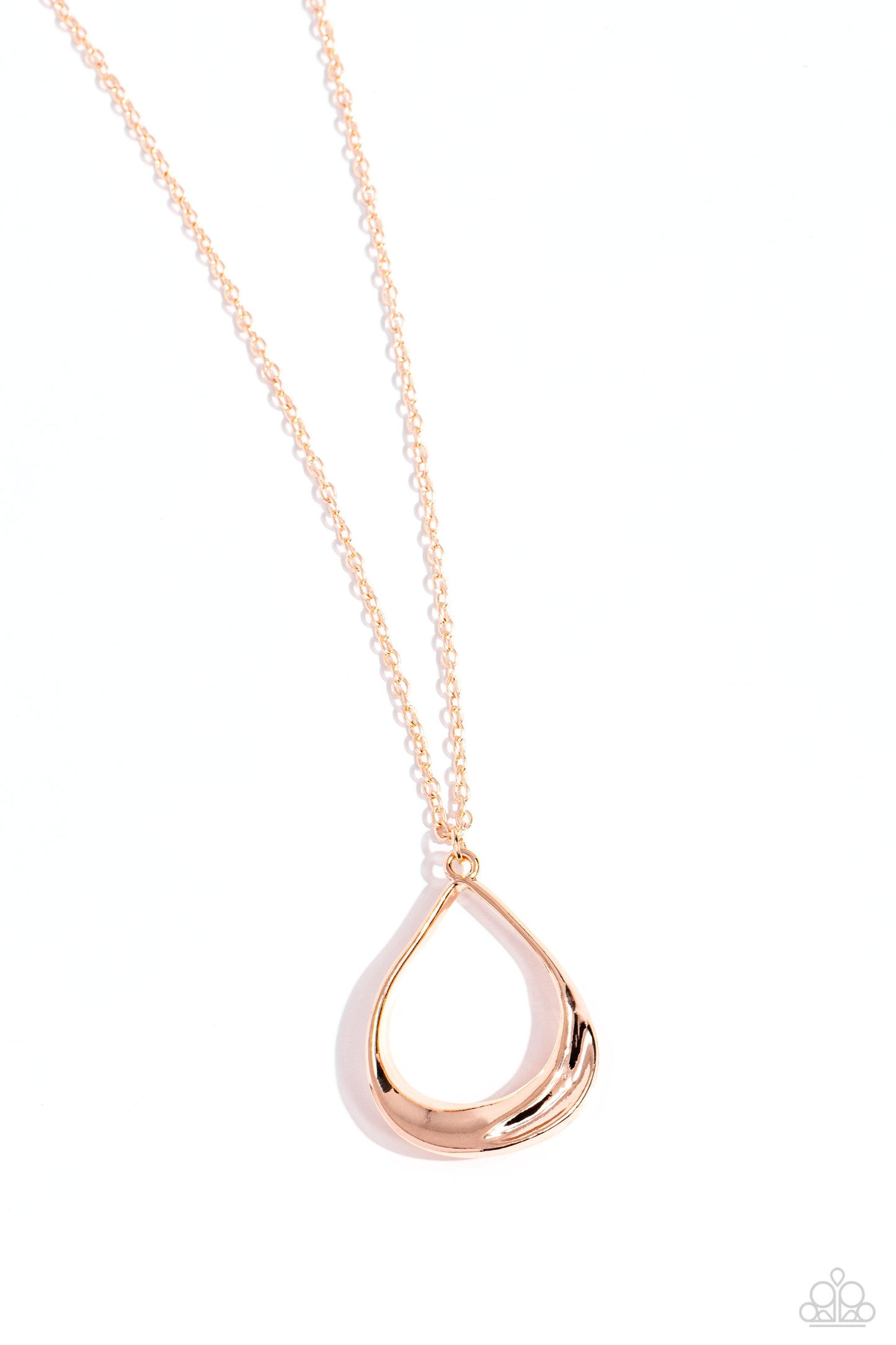 Subtle Season - Rose Gold Asymmetrical Teardrop Necklace Paparazzi N3019