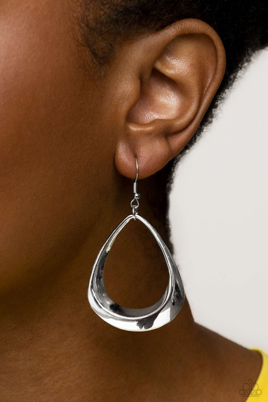 Subtle Solstice - Silver Teardrop Earring Paparazzi E1799