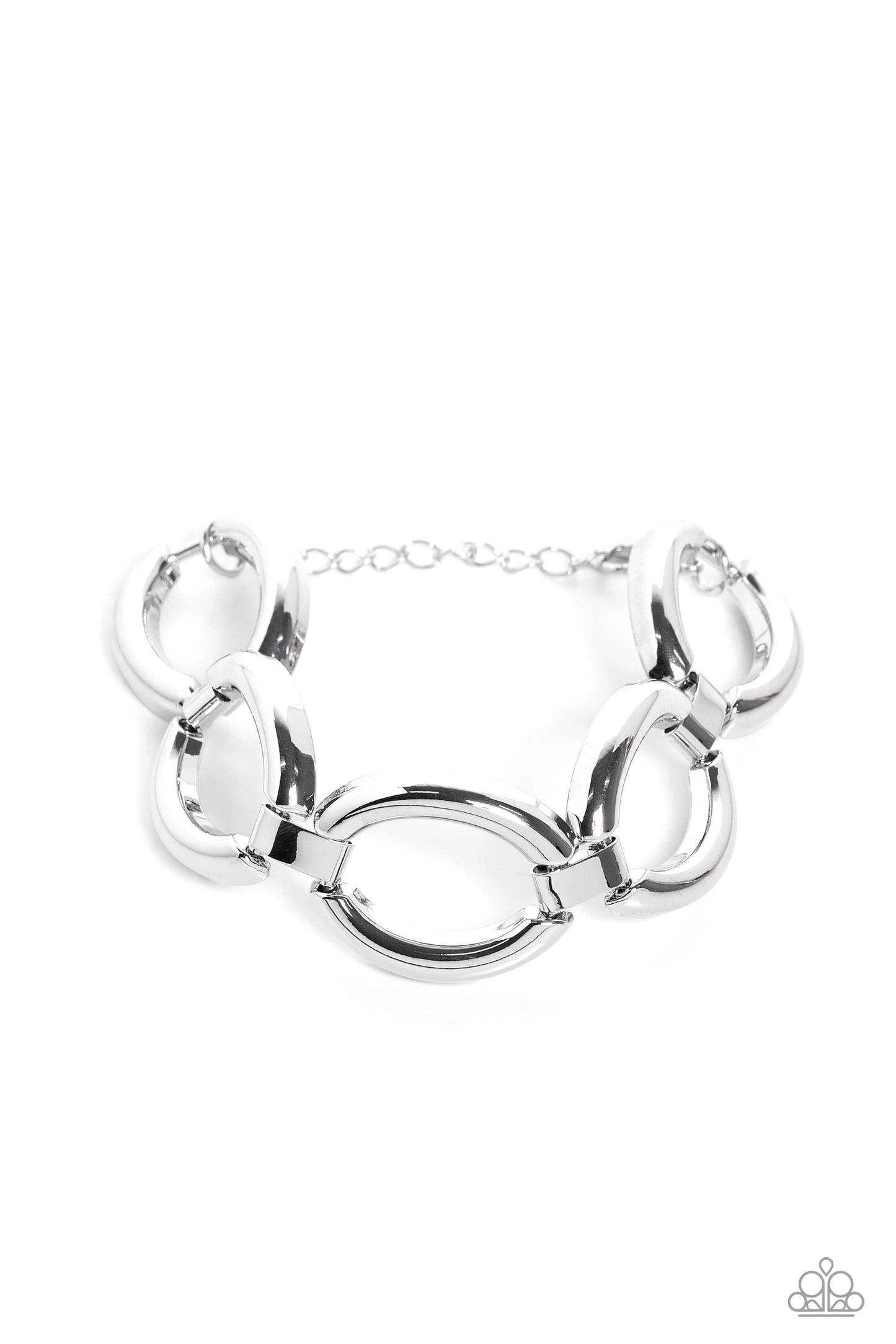 Constructed Chic - Silver High-Sheen Oval Link Bracelet Paparazzi B1104