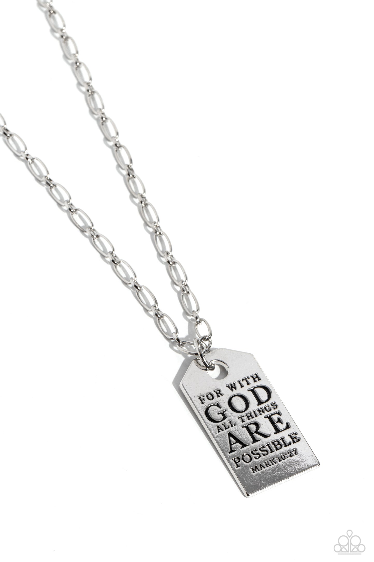 Possible Pendant - Silver " For with GOD all things ARE possible" Inspirational Faith Necklace Paparazzi N2071