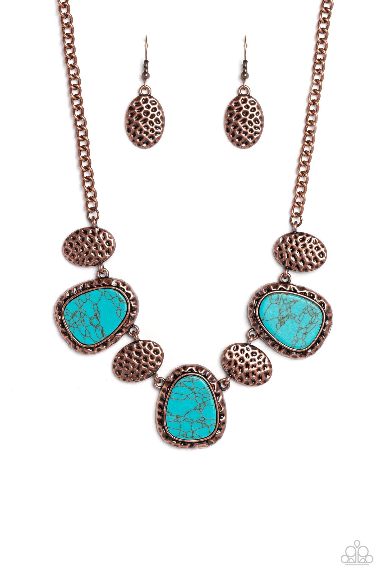 Badlands Border - Copper Blue Turquoise Stone Santa Fe Style Necklace Paparazzi N1831