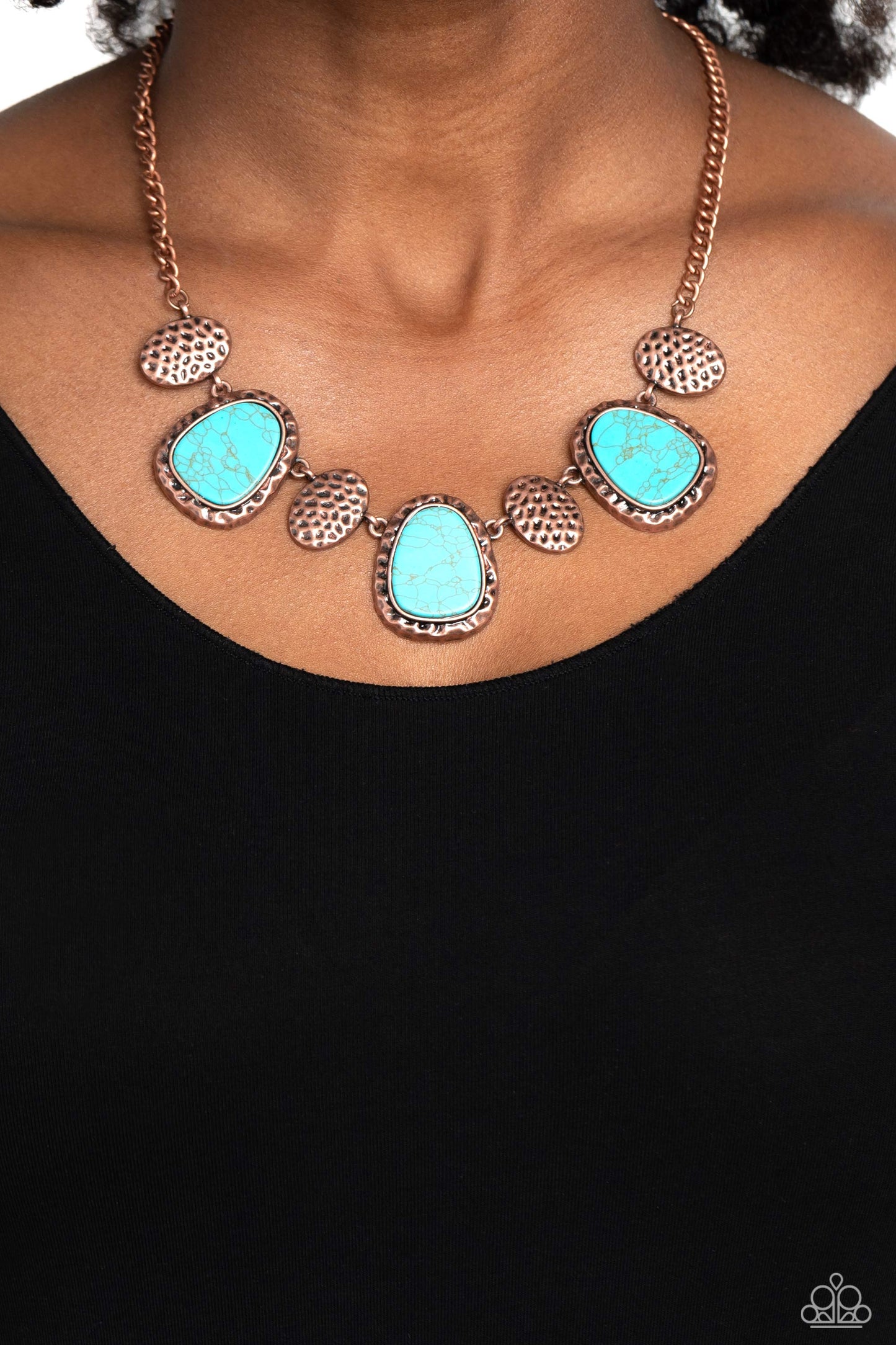 Badlands Border - Copper Blue Turquoise Stone Santa Fe Style Necklace Paparazzi N1831