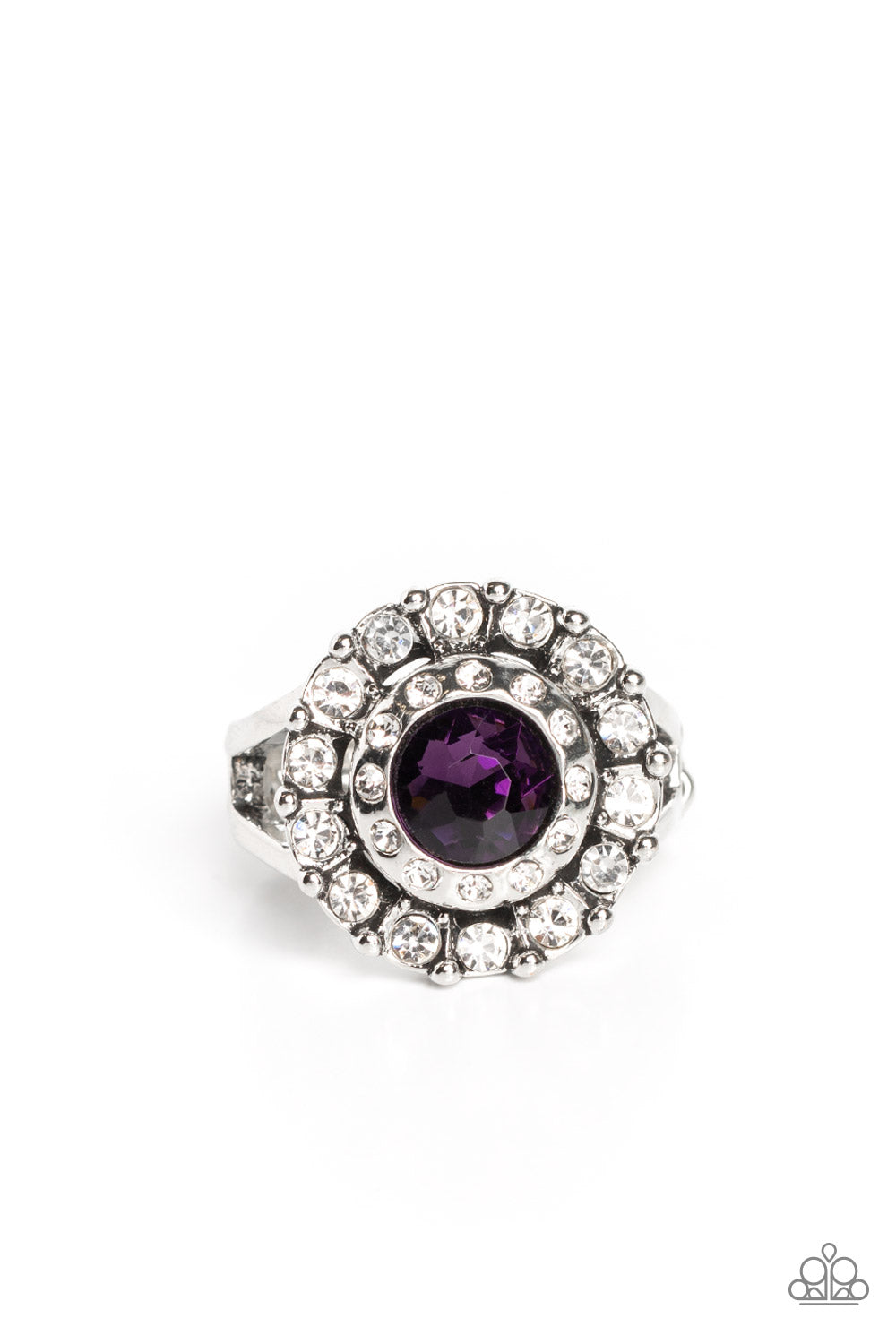 Twinkling Trance - Purple Gem White Rhinestone Ring Paparazzi R0551