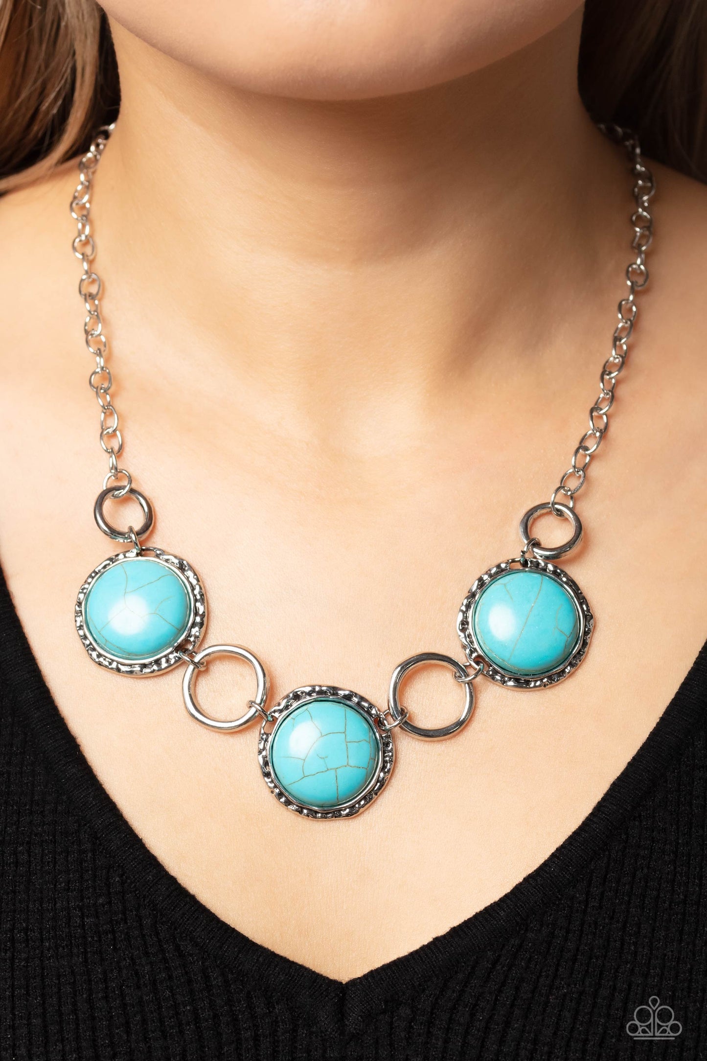 Saharan Scope - Blue Turquoise Stone Santa Fe Style Necklace Paparazzi N1809