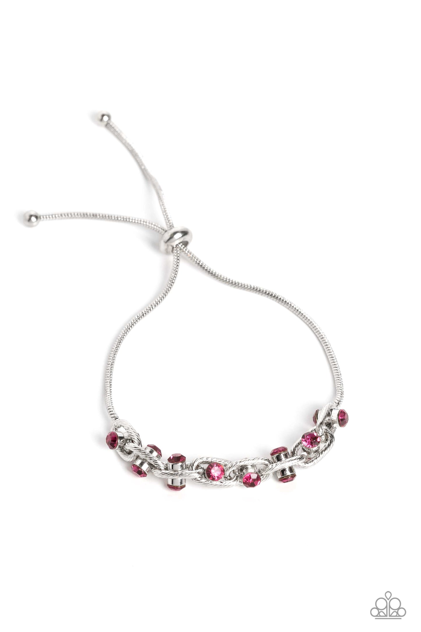 Intertwined Illusion - Pink Fuchsia Rhinestone Bracelet Paparazzi B1067