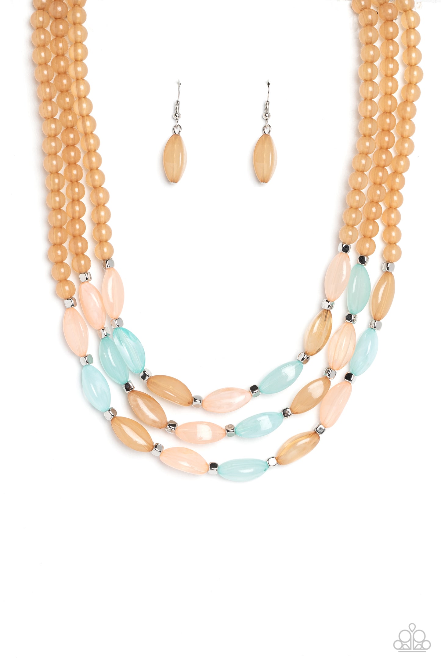 I BEAD You Now - Multi Light Blue, Light Pink & Peach Bead Necklace Paparazzi N1479