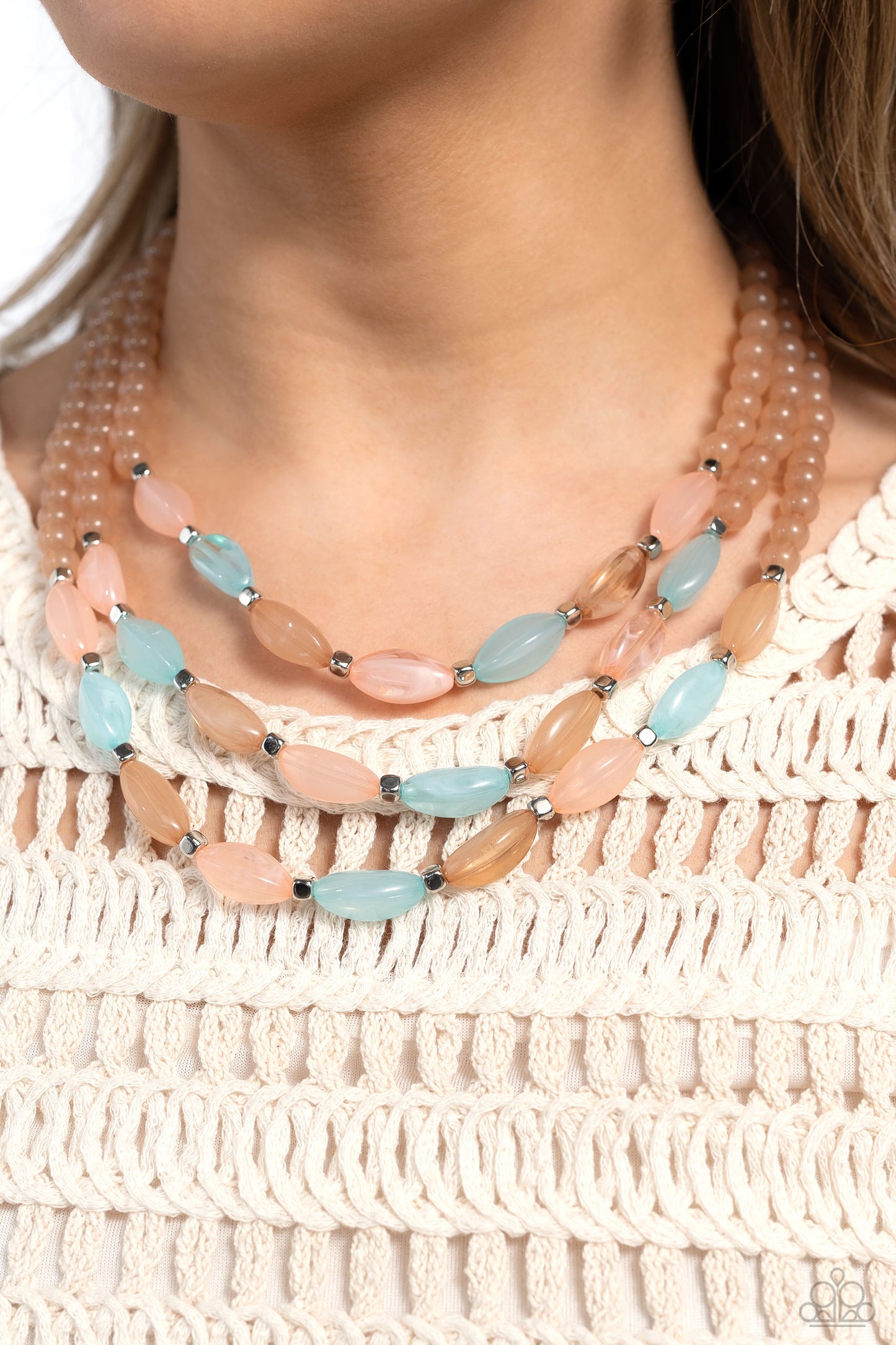 I BEAD You Now - Multi Light Blue, Light Pink & Peach Bead Necklace Paparazzi N1479