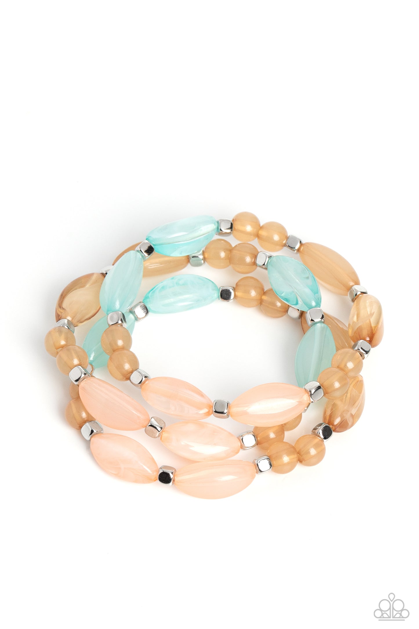 BEAD Drill - Multi Light Blue, Light Pink & Peach Stretch Bracelet Paparazzi B1029