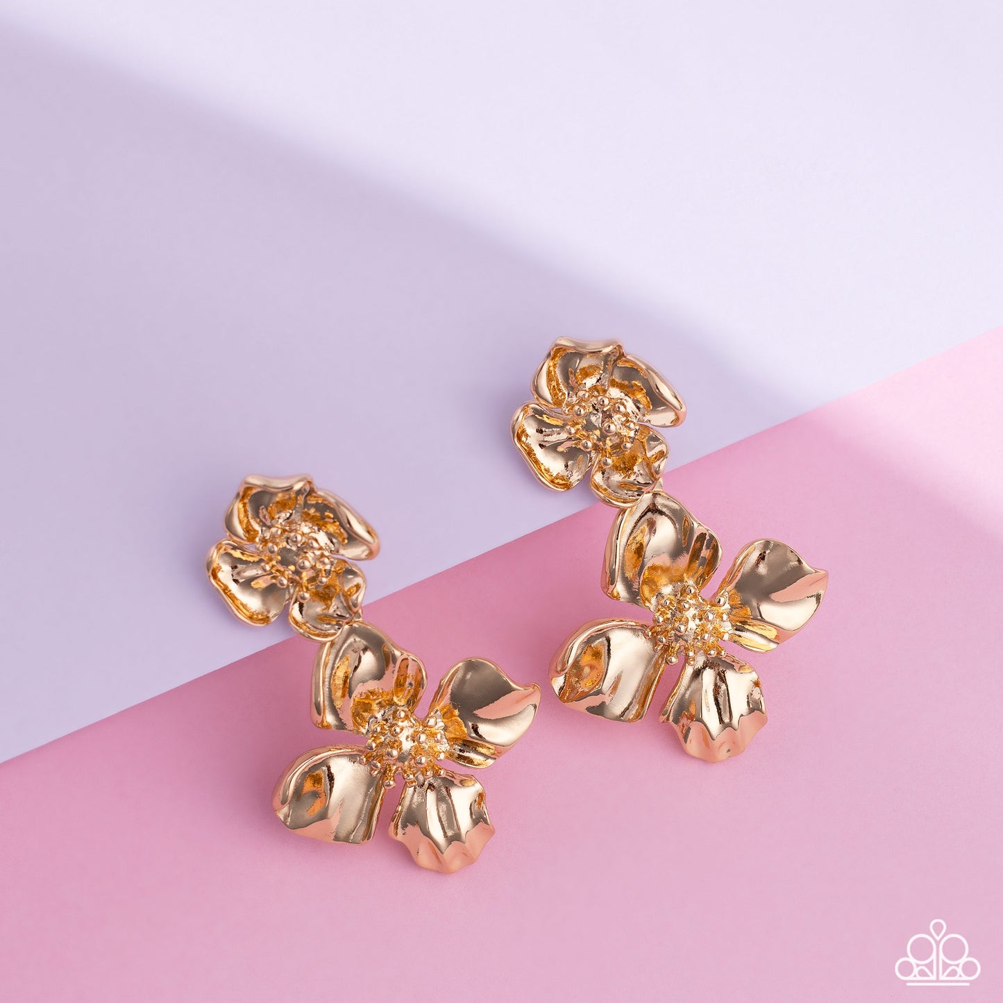 Gilded Grace - Gold Flower Post Back Earring Paparazzi E1408