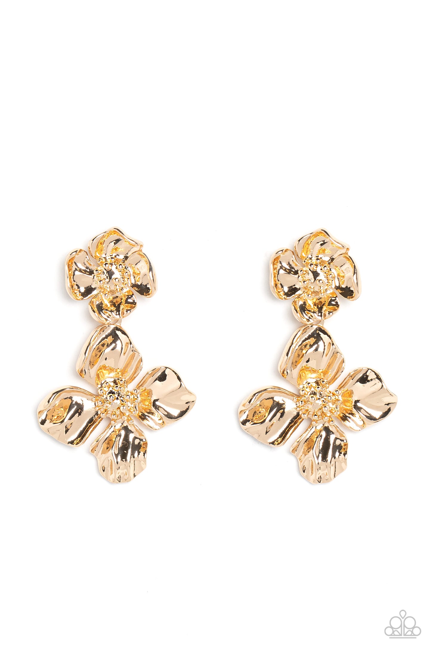 Gilded Grace - Gold Flower Post Back Earring Paparazzi E1408