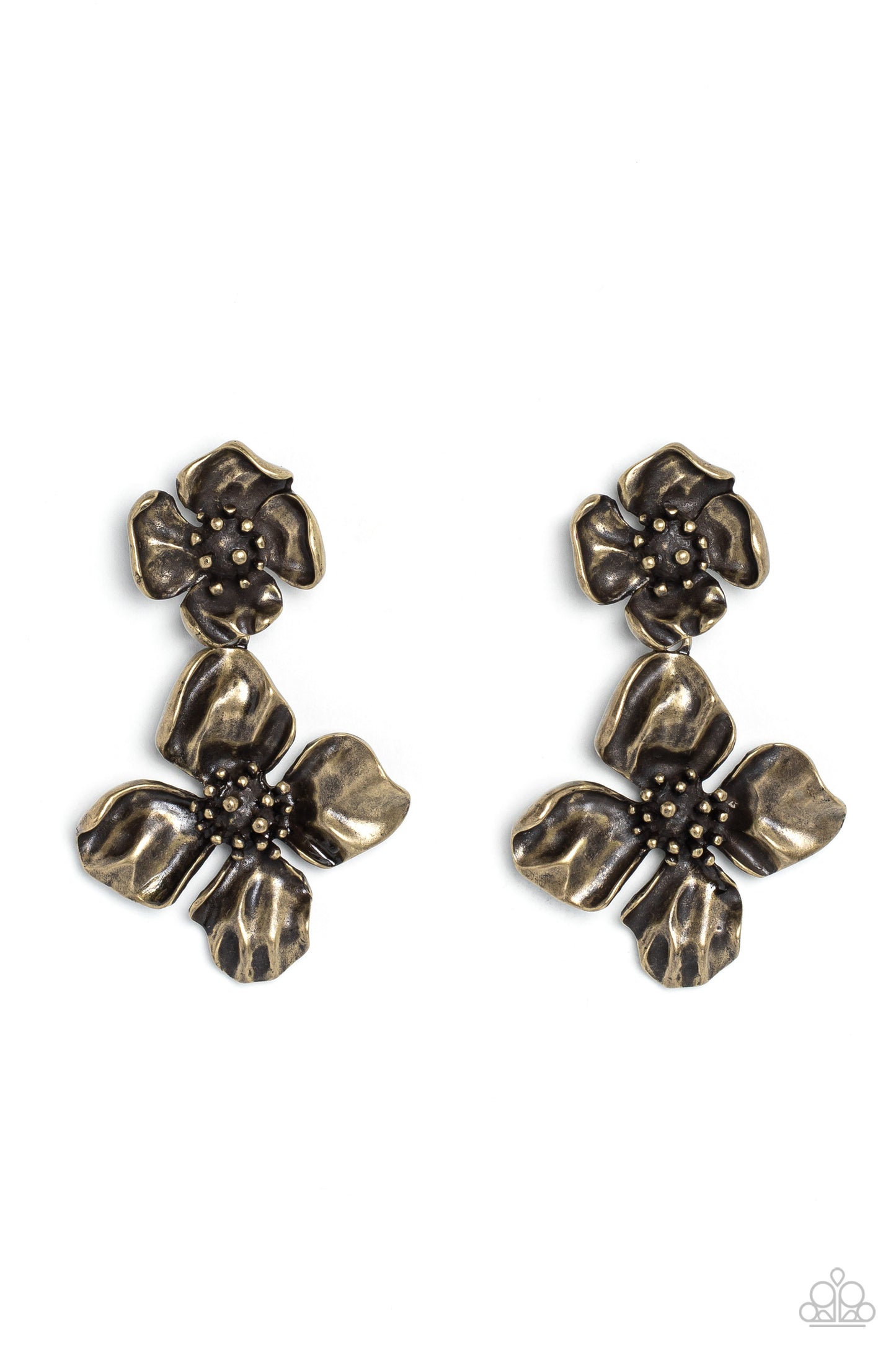 Gilded Grace - Brass Flower Post Earring Paparazzi E1493