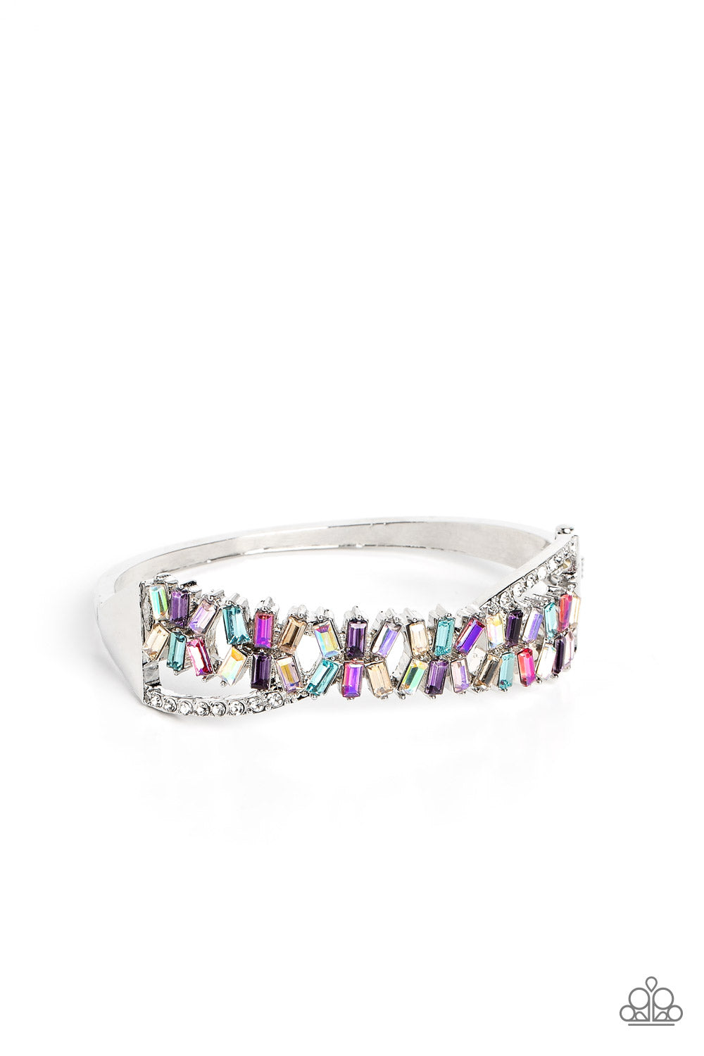 Timeless Trifecta - Multi Colored Rhinestone Gem Hinge Bracelet Life Of The Party May 2023 Paparazzi B1118