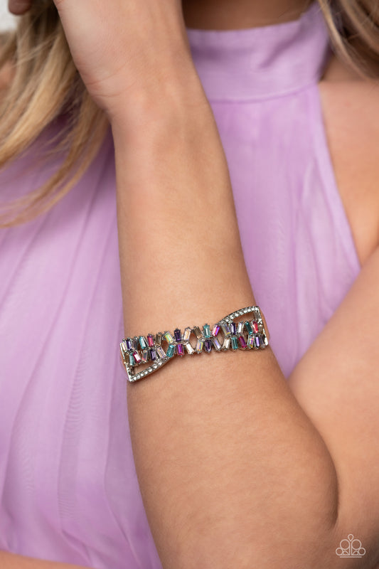 Timeless Trifecta - Multi Colored Rhinestone Gem Hinge Bracelet Life Of The Party May 2023 Paparazzi B1118