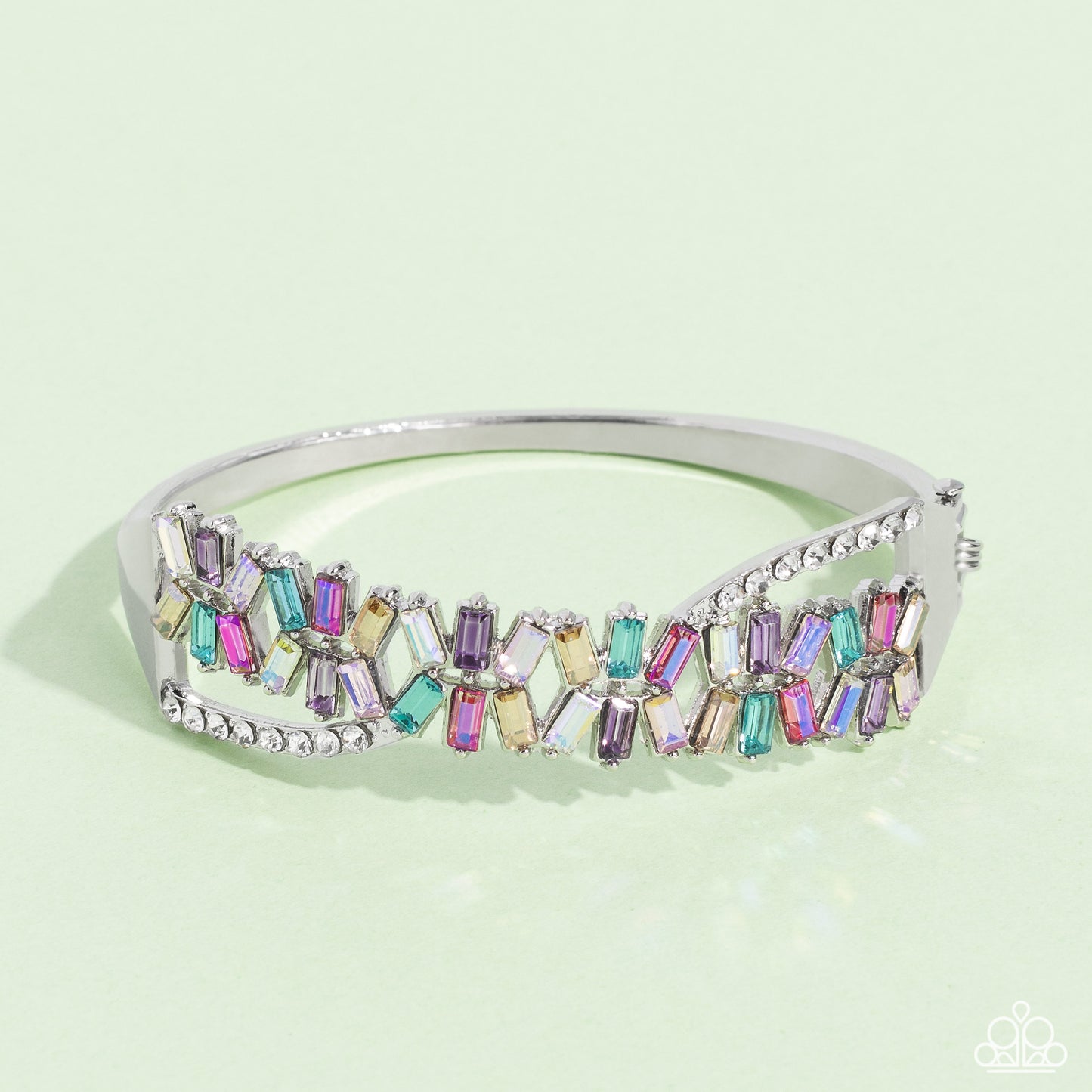 Timeless Trifecta - Multi Colored Rhinestone Gem Hinge Bracelet Life Of The Party May 2023 Paparazzi B1118