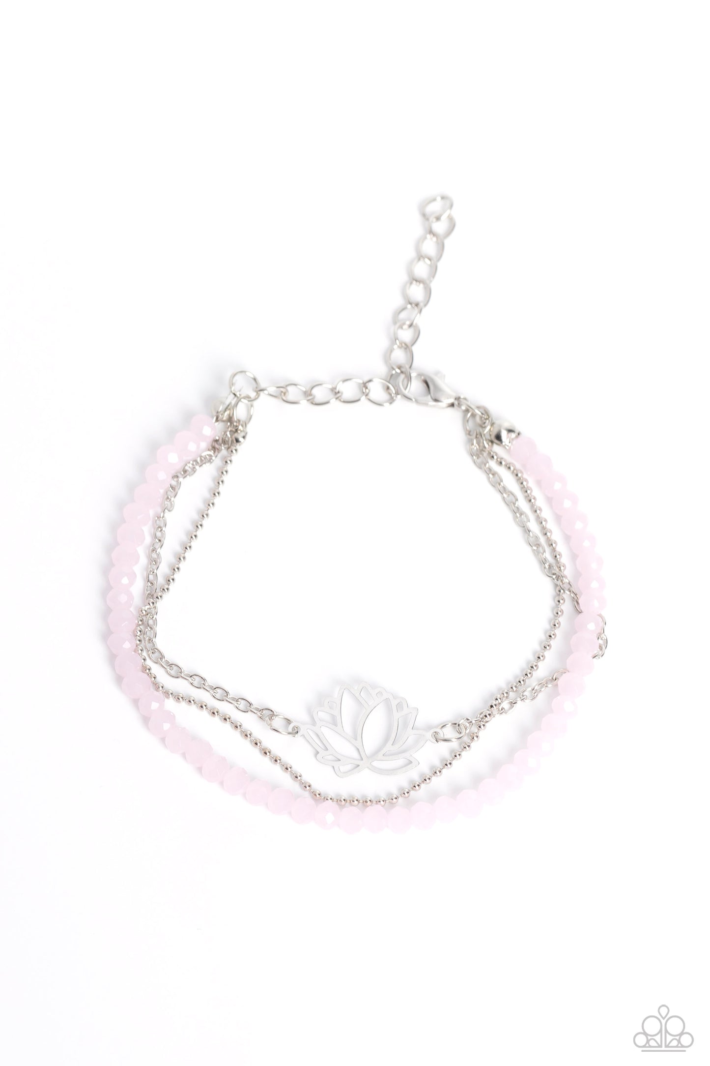 A LOTUS Like This - Pink- Baby Pink Bead & Silver Lotus Bracelet Paparazzi B1083