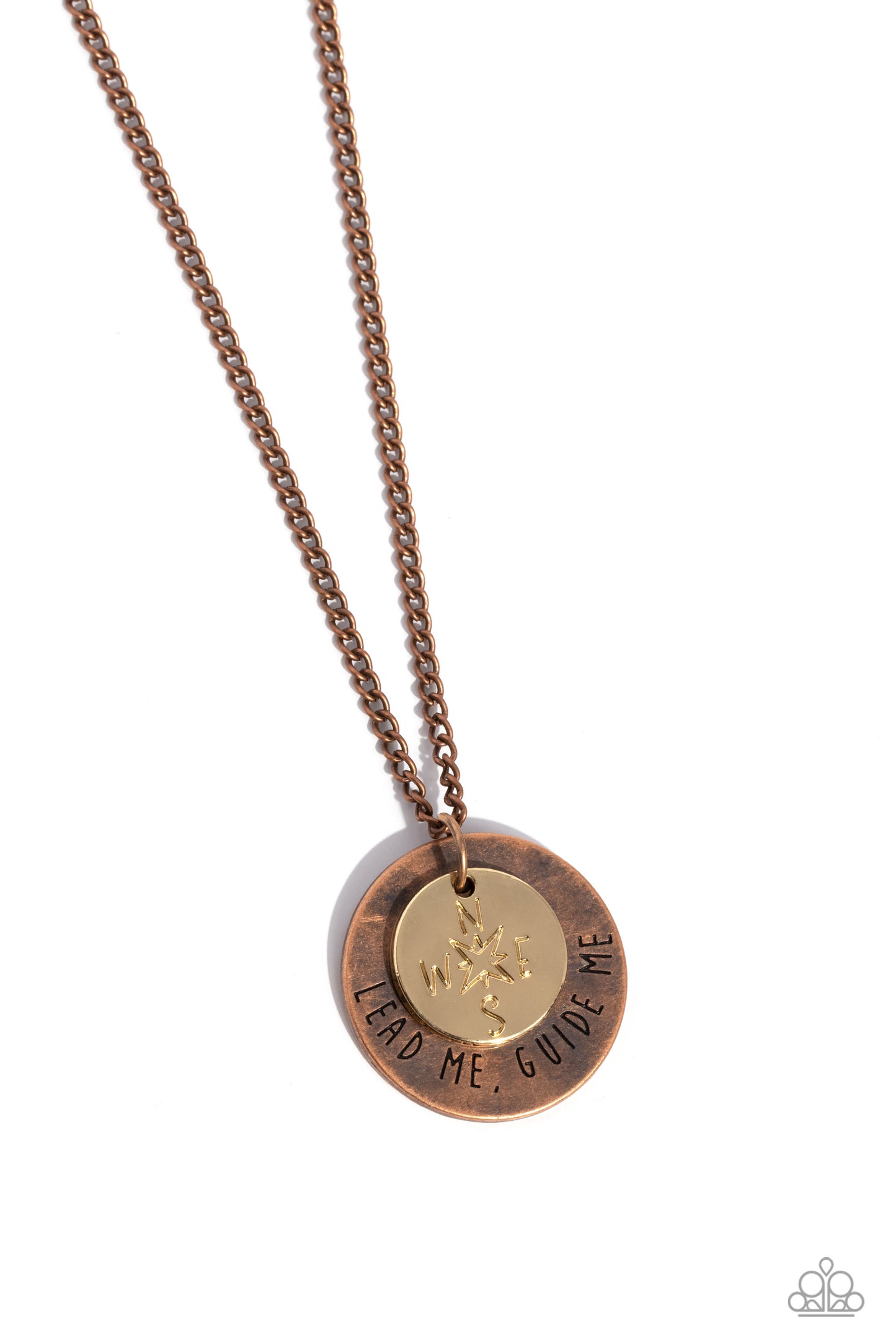 Gilded Guide - Copper & Gold Disc " Lead me, Guide Me" Inspirational Faith Necklace Paparazzi N3000